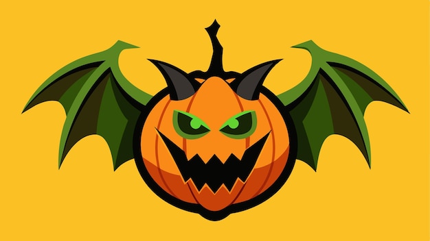 una calabaza de Halloween con una cara verde y ojos verdes