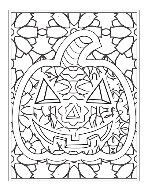 Calabaza de Halloween para colorear ilustración vectorial, Página para colorear