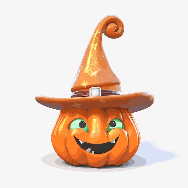 calabaza de Halloween dibujada a mano con sombrero de bruja