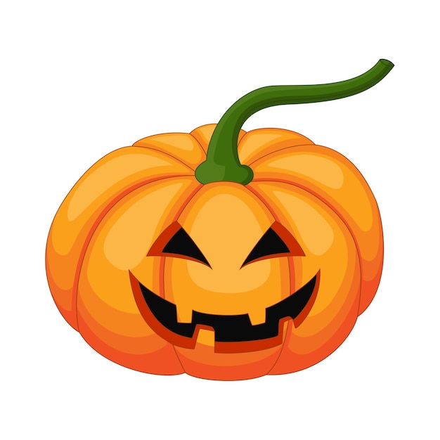 Calabaza de Halloween de dibujos animados con cara feliz aislado en blanco