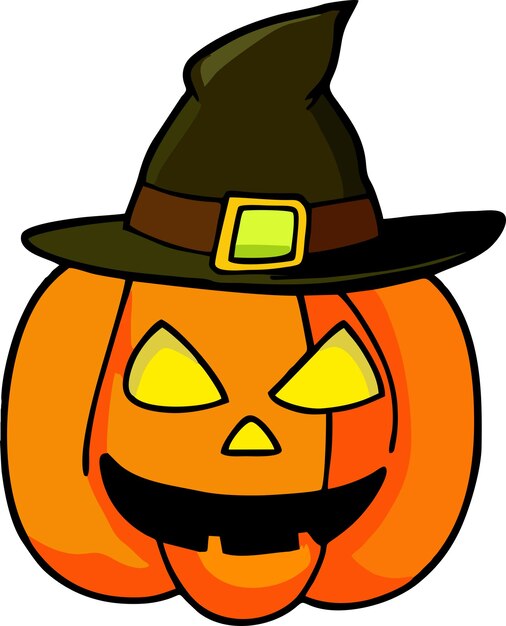 Vector calabaza de halloween de dibujos animados con sombrero