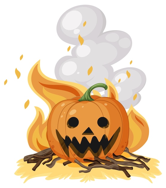 Calabaza de Halloween con fuego