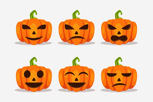 Calabaza de halloween con ilustración de expresión diferente