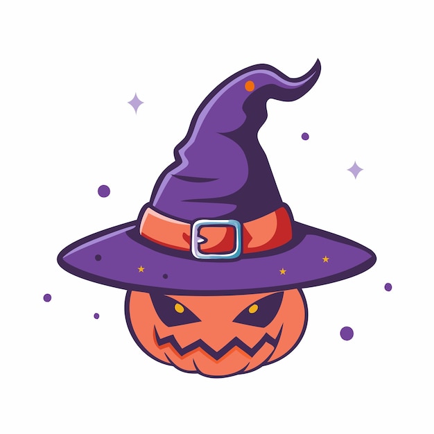 Calabaza de Halloween con una ilustración de sombrero