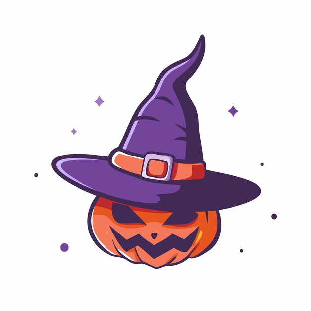 Calabaza de Halloween con una ilustración de sombrero
