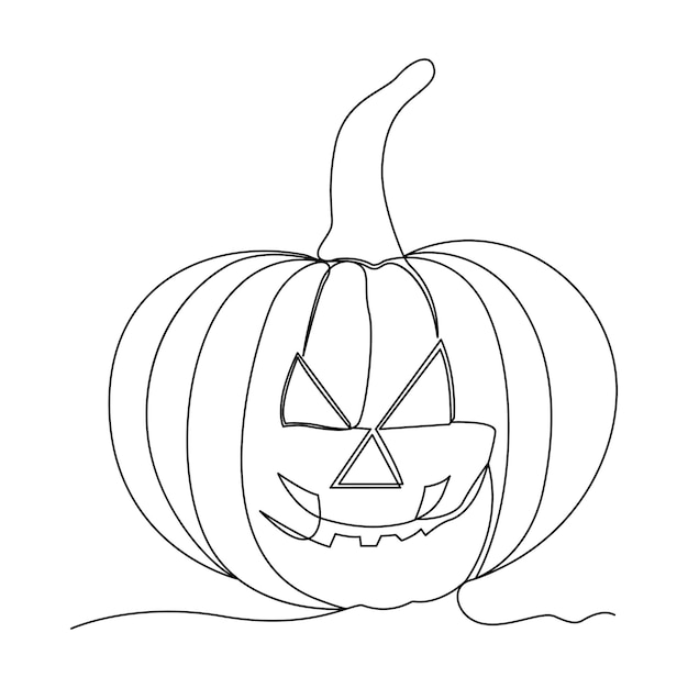Calabaza de Halloween Ilustración de vector continuo de una sola línea