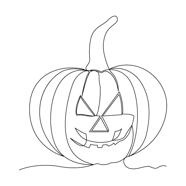 Vector calabaza de halloween ilustración de vector continuo de una sola línea