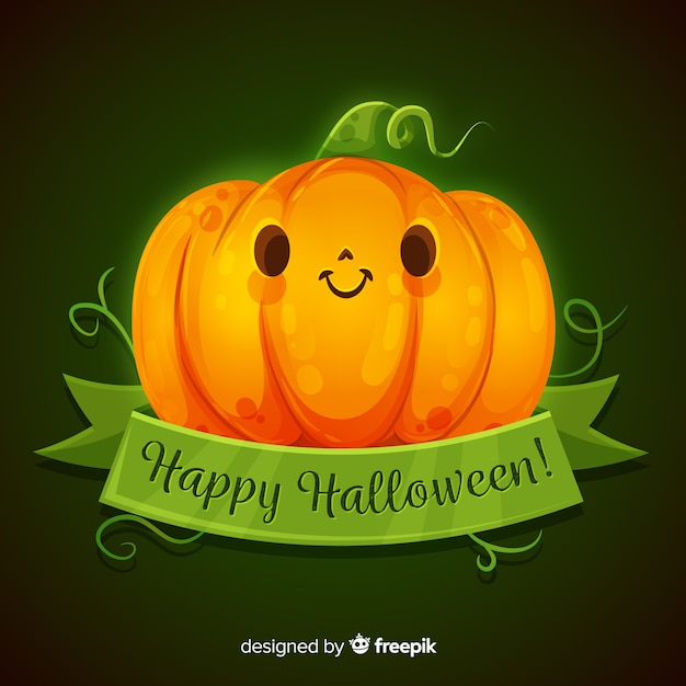 Vector calabaza de halloween linda realista