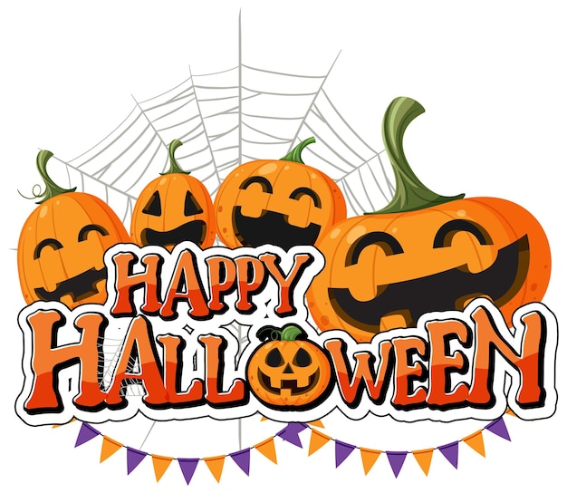 Vector calabaza de halloween con logo de feliz halloween