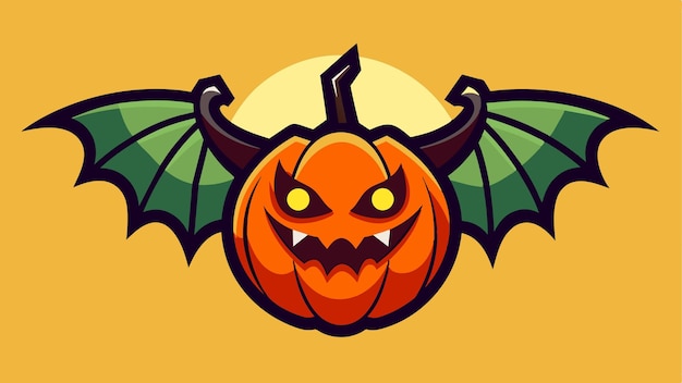 una calabaza de Halloween con un murciélago verde en el frente