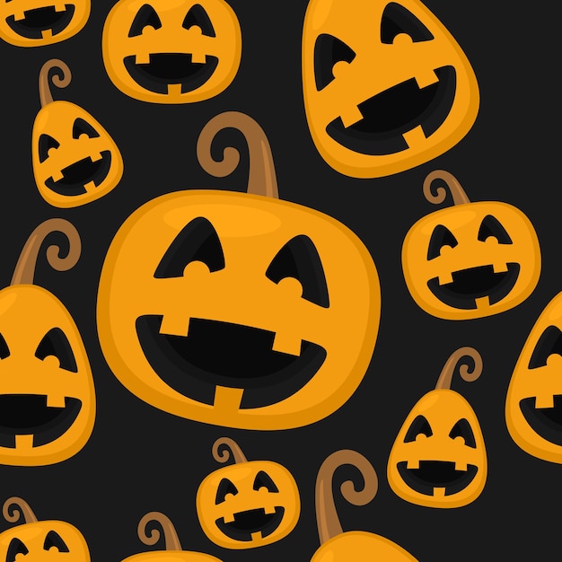 Vector calabaza de halloween plantilla de fondo de patrones sin fisuras