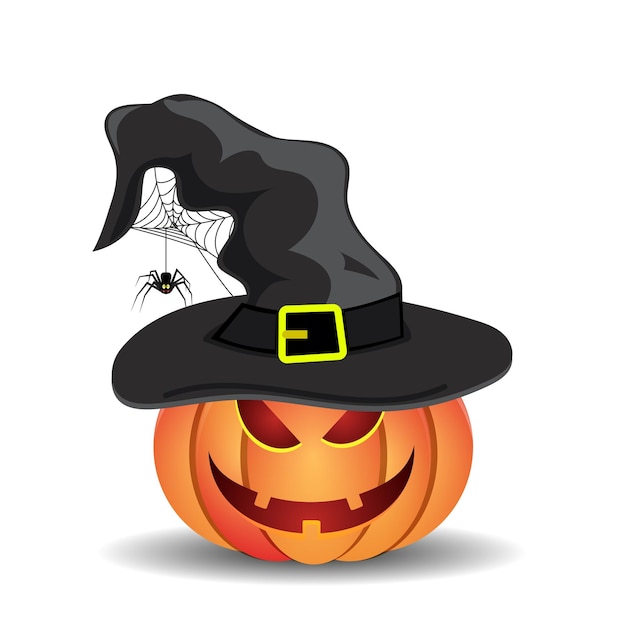 Calabaza de Halloween con sombrero de brujas