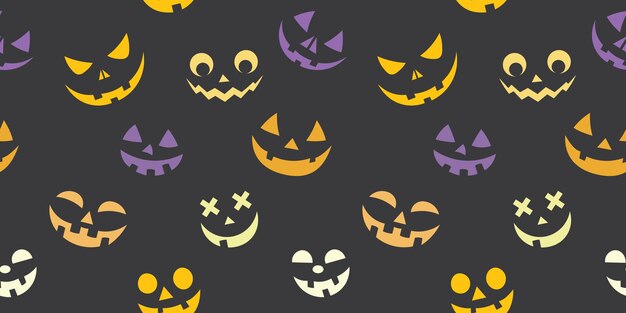 Calabaza de Halloween sonríe patrón de repetición sin fisuras vector de fondo