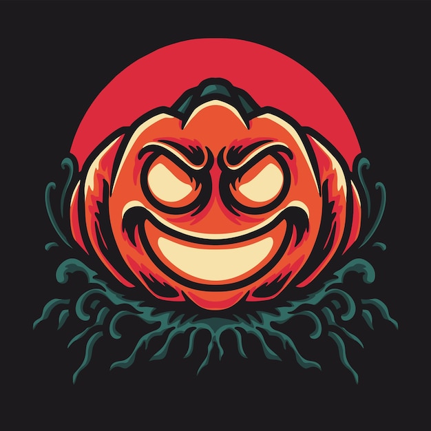 Calabaza halloween sonrisa ilustración vectorial retro