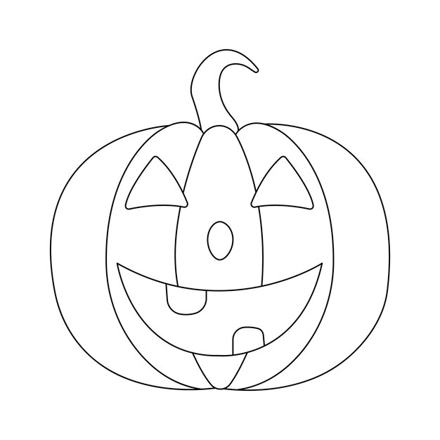 Calabaza de Halloween con vector de expresiones aislado en blanco. Vector de arte de línea de calabaza de Halloween.