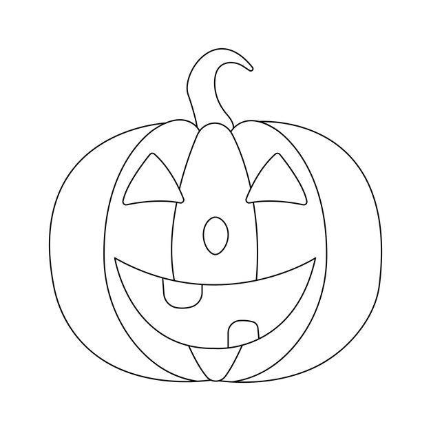 Vector calabaza de halloween con vector de expresiones aislado en blanco. vector de arte de línea de calabaza de halloween.