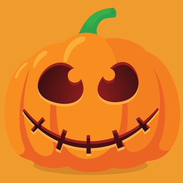 Calabaza de halloween vectorial con ilustración de vector de cara divertida