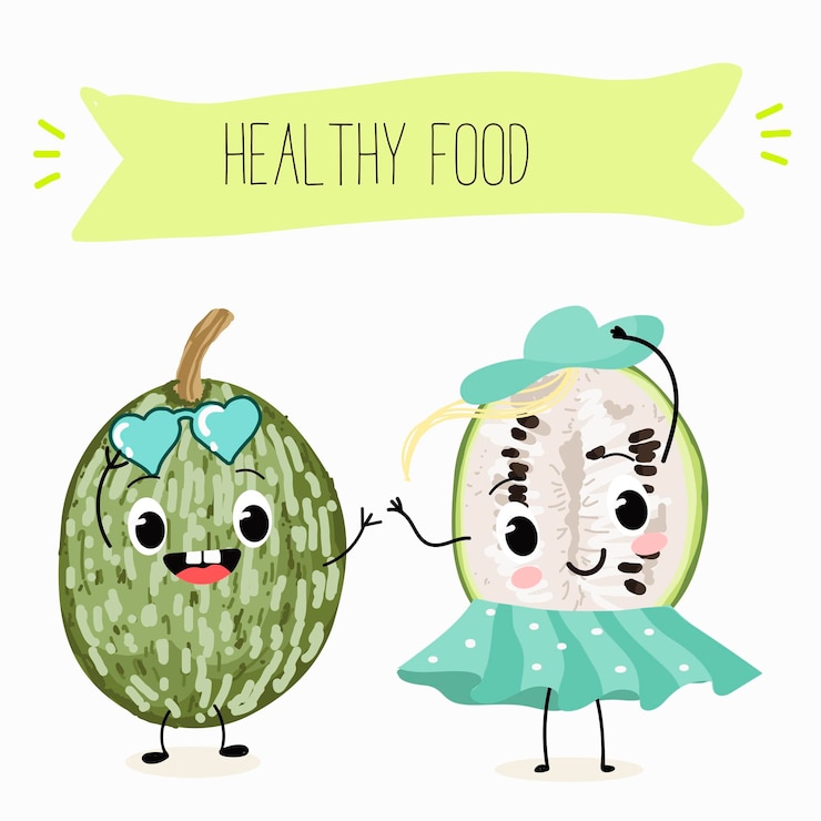 Vector una calabaza de hoja de higo cucurbita ficifolia fruta verdura personaje gracioso vector ilustración dibujada a mano
