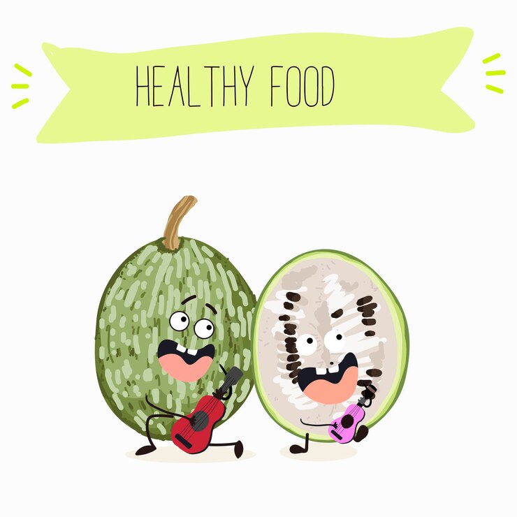 Vector una calabaza de hoja de higo cucurbita ficifolia fruta verdura personaje gracioso vector ilustración dibujada a mano