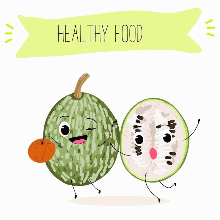 Vector una calabaza de hoja de higo cucurbita ficifolia fruta verdura personaje gracioso vector ilustración dibujada a mano