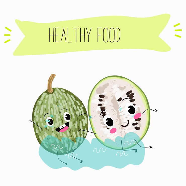 Vector una calabaza de hoja de higo cucurbita ficifolia fruta verdura personaje gracioso vector ilustración dibujada a mano