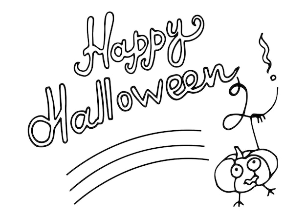 Calabaza con la inscripción Letras Halloween Vector ilustración