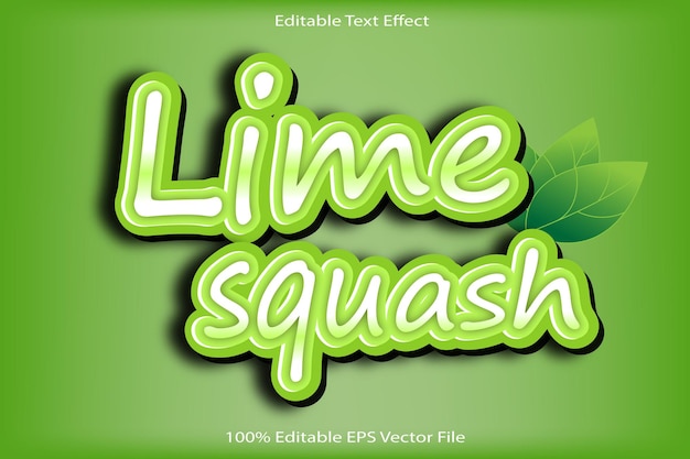 Vector calabaza de lima efecto de texto editable relieve estilo de dibujos animados