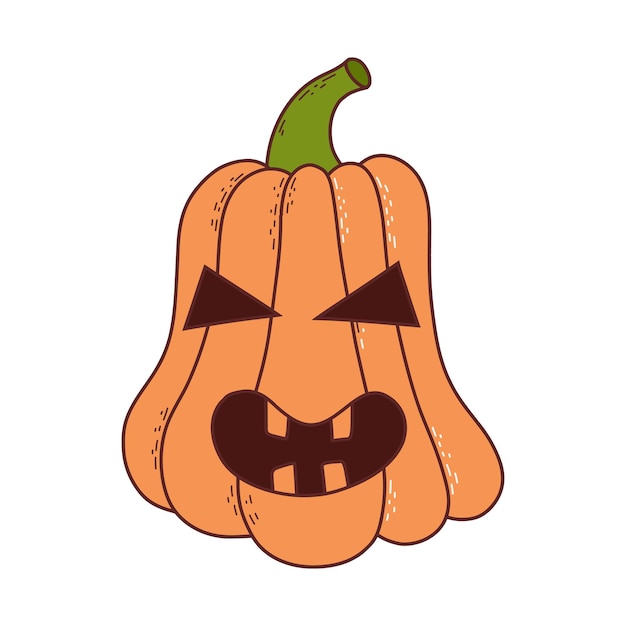 Calabaza linda con cara divertida Elemento de Halloween Ilustración vectorial en estilo dibujado a mano