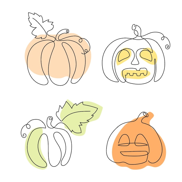 Vector calabaza una línea un conjunto