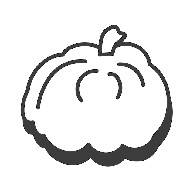 Calabaza en línea delgada Icono de calabaza Calabaza con sombra