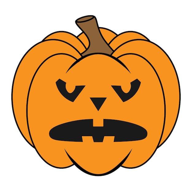 Calabaza de miedo simple de halloween con cara divertida en estilo plano calabaza de dibujos animados de ilustración