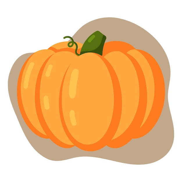 Calabaza naranja elemento aislado Calabaza con tallo Ilustración vectorial plana