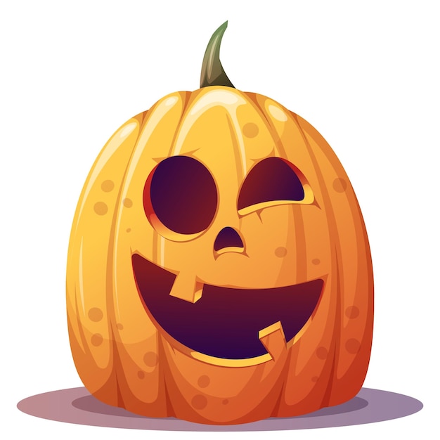 Calabaza naranja para Halloween con una cara alegre en un fondo aislado Símbolo de vacaciones de Halloween