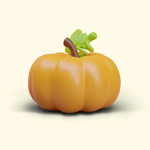 Vector calabaza naranja madura con hoja verde ilustración vectorial de colores