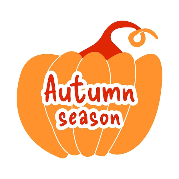 Calabaza naranja con texto temporada de otoño