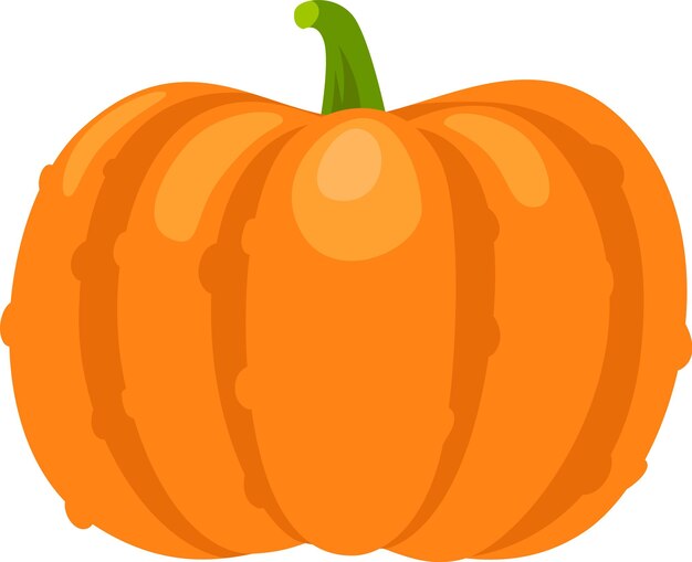 Calabaza naranja vibrante con segmentos distintos y un tronco verde exuberante que simboliza la esencia de las cosechas de otoño y las celebraciones festivas durante la temporada de otoño