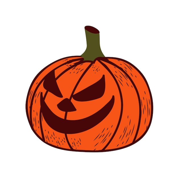 Calabaza con ojos y boca en halloween sobre un fondo blanco aislado. ilustración vectorial.