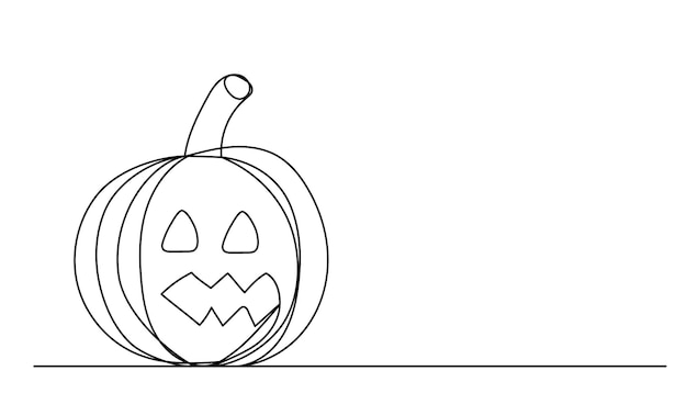 calabaza con ojos dibujo lineal boceto vector aislado