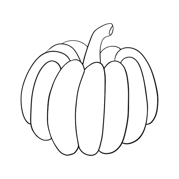 Calabaza otoño cosecha halloween vegetal garabato lineal dibujos animados para colorear