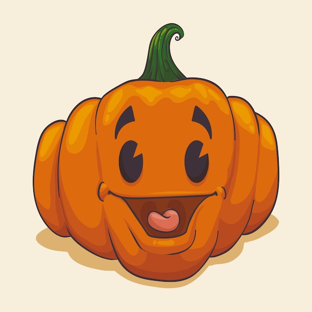 Calabaza retro sonriente en estilo de dibujos animados ilustración vectorial