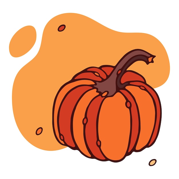 Calabaza sobre fondo amarillo Plantilla para diseño Día de acción de gracias, halloween Vector Premium