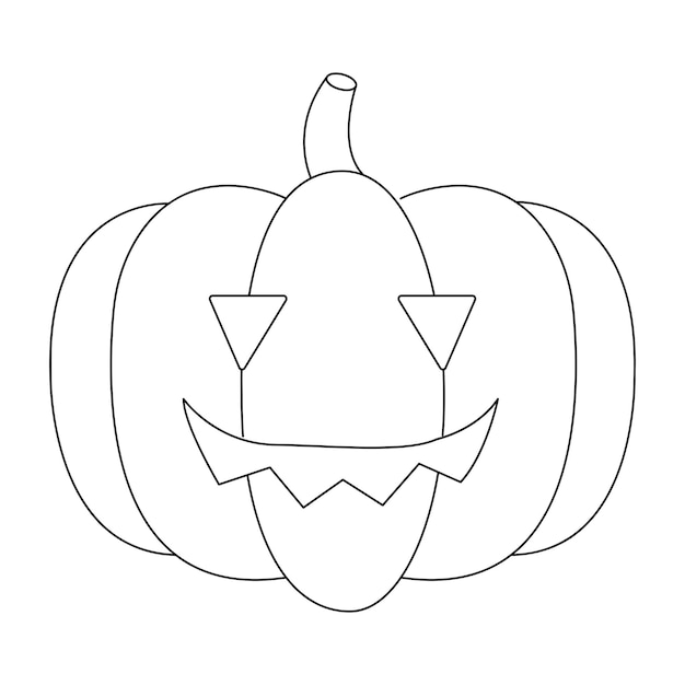 Calabaza sobre fondo blanco. calabaza con vector de sonrisa. Vector de arte de línea de calabaza de Halloween.