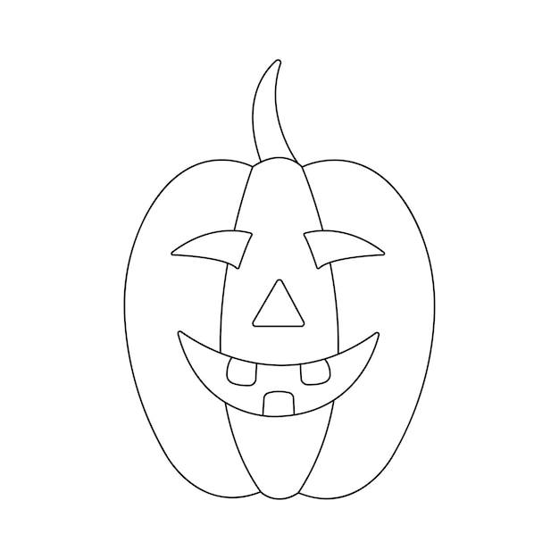 Calabaza sobre fondo blanco. calabaza con vector de sonrisa. Vector de arte de línea de calabaza de Halloween.