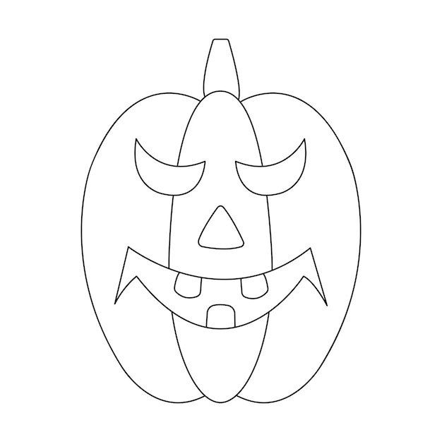 Calabaza sobre fondo blanco. calabaza con vector de sonrisa. Vector de arte de línea de calabaza de Halloween.