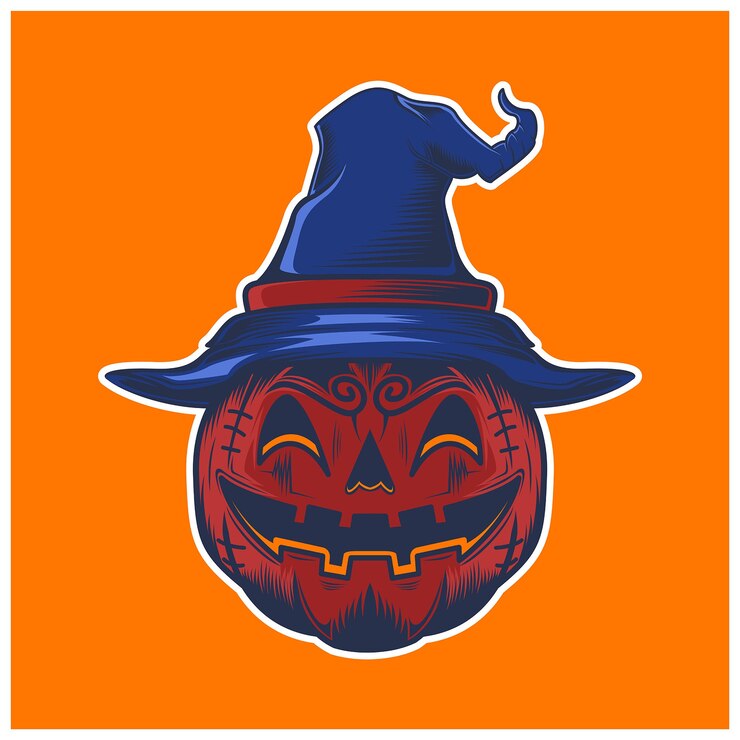 Calabaza sombrero rojo smailing aislado en naranja