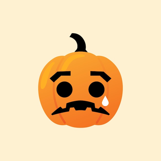 Calabaza triste, reaccionar, emoji, icono, vector de halloween