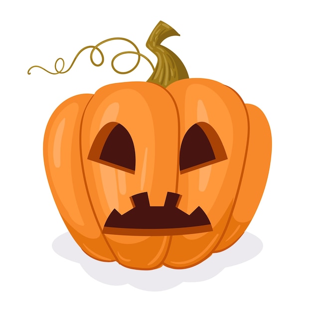Calabaza de vacaciones espeluznante de dibujos animados Halloween cara de calabaza tallada decoración ilustración de vector plano jackolantern de miedo