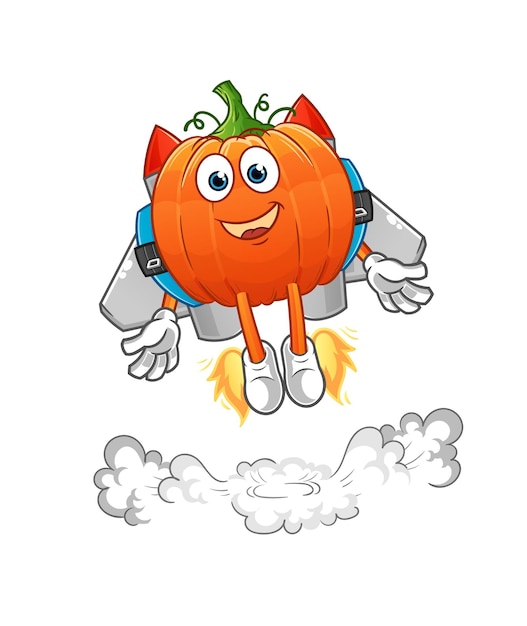 Calabaza con vector de dibujos animados de mascota jetpack