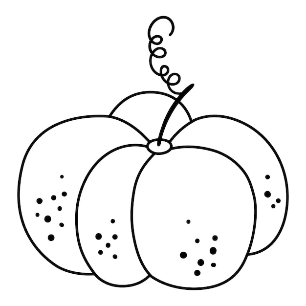 Calabaza vectorial en blanco y negro contorno vegetal de otoño calabaza de estilo de línea ilustración de vegetales divertidos o página para colorear aislada en fondo blanco comida tradicional de acción de gracias xa