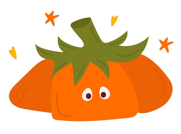 Calabaza vectorial con cara triste en el estilo de dibujos animados lindo